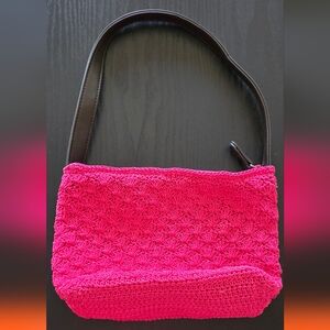Vibrant Pink Women's Crochet Shoulder Bag